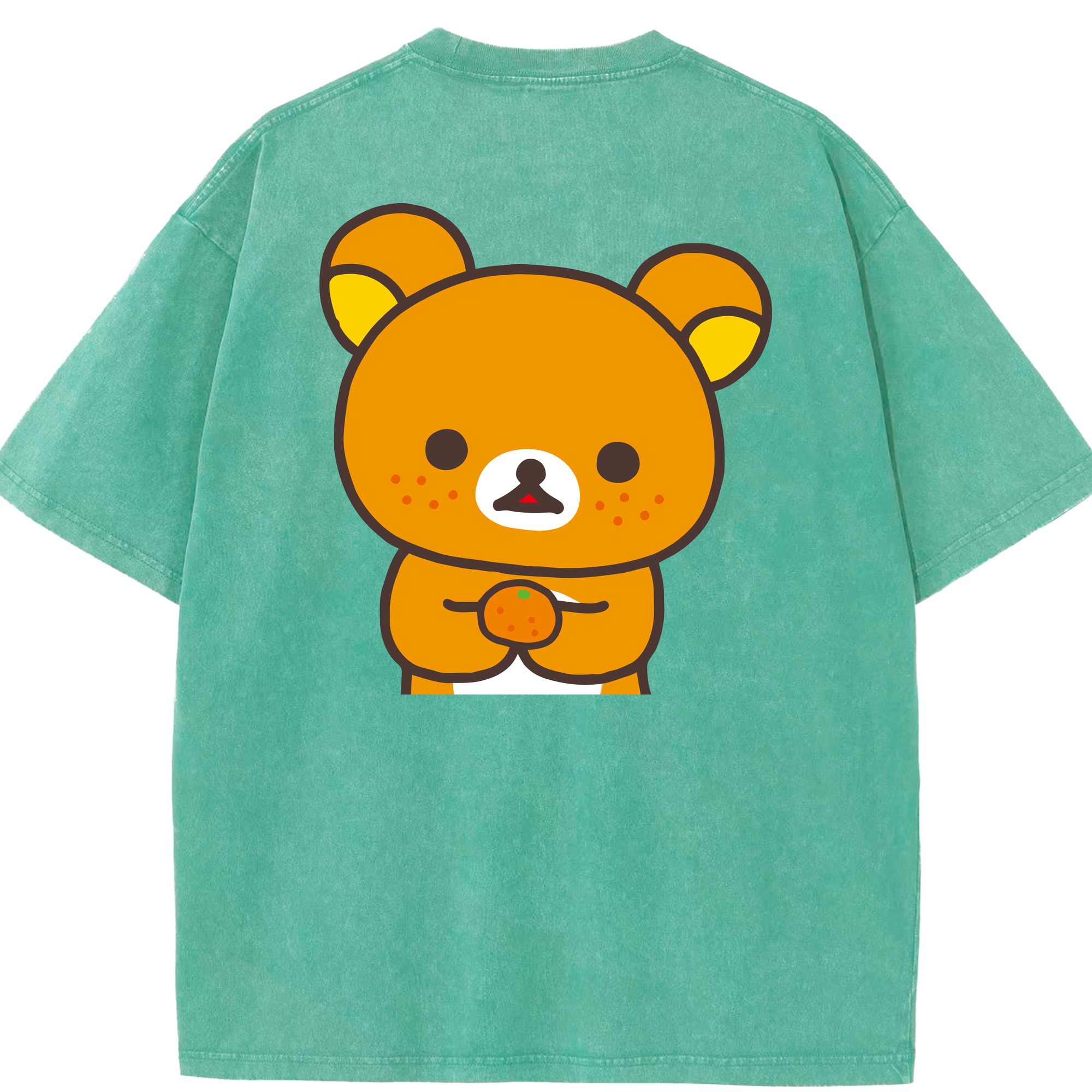 （画像用） リラックマ リラックマ キイロイトリ Rilakkuma Korilakkuma Kiiroitori 綿100% ヴィンテージ風 半袖Tシャツ（背面プリント）